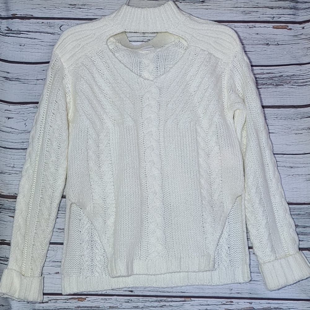 Someday Lovin knitted open chest white sweater sz S